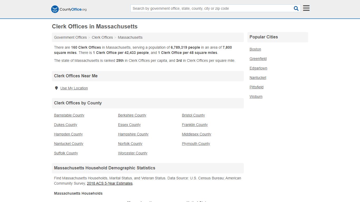 Clerk Offices - Massachusetts (County & Court Records)
